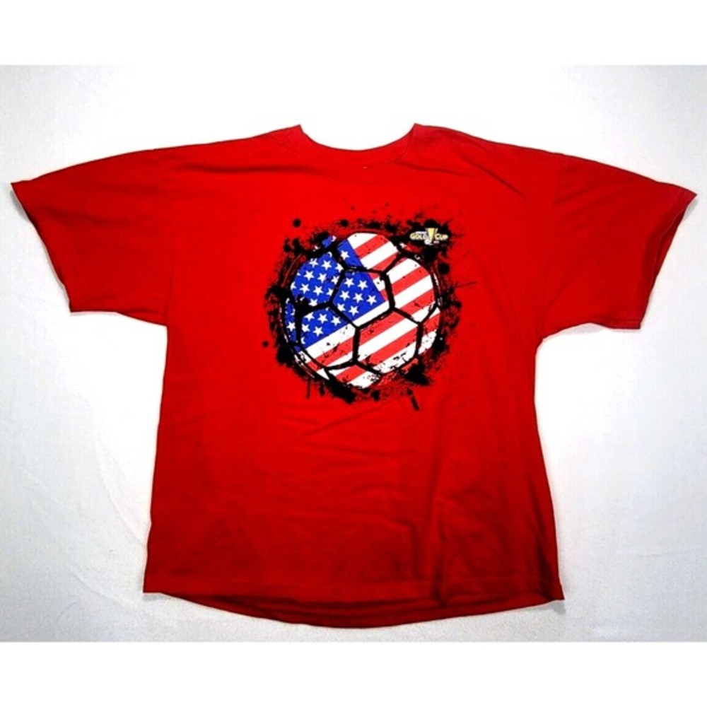 Gold Cup Soccer Fubol 2011 Red‎ USA T-shirt - Mens Size XL